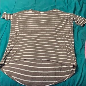Lularoe brownish grey striped shirt